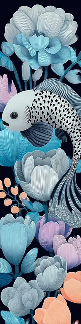 Free printable fish bookmark featuring pale blue theme fish bookmark